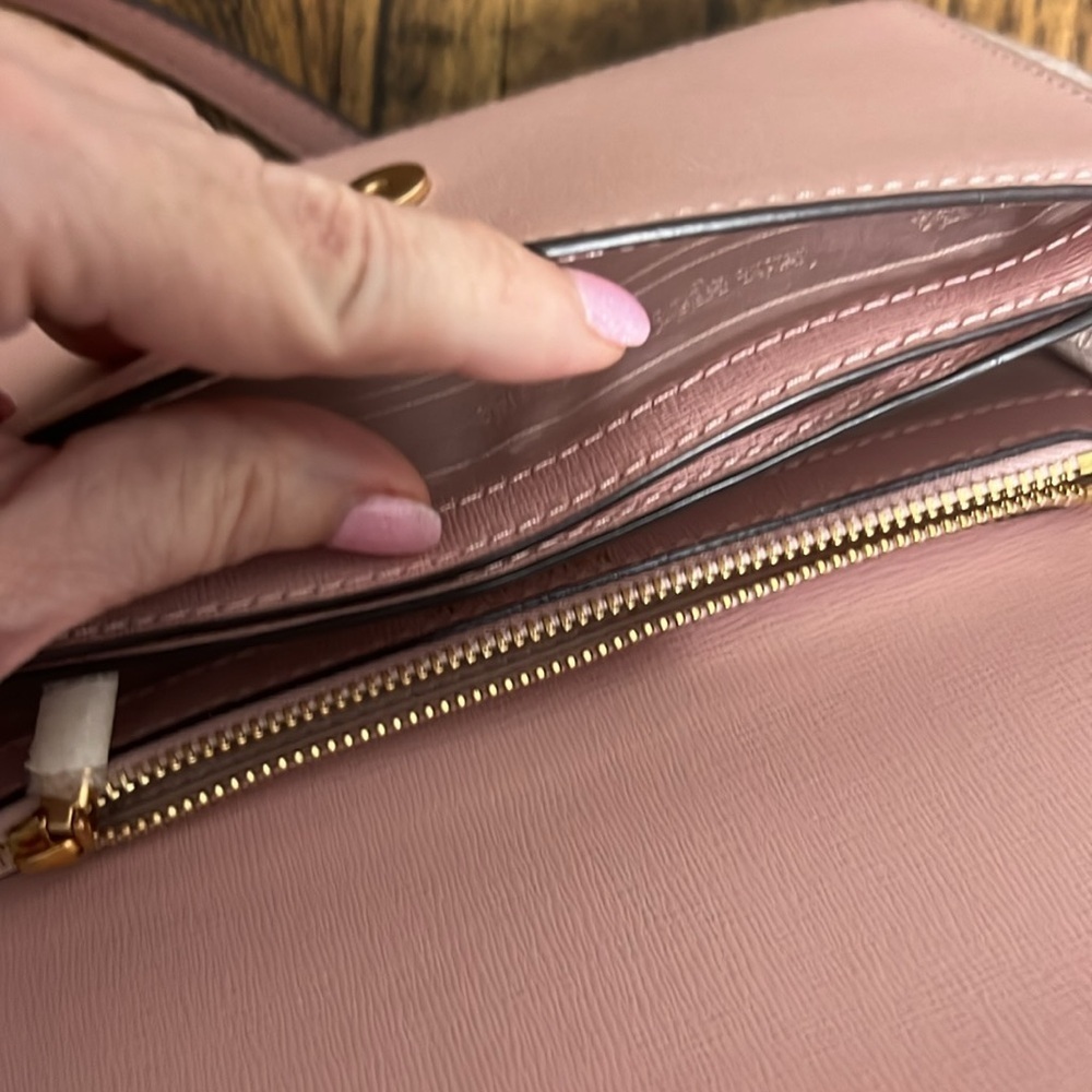 Kate Spade Crossbody Morgan dogwood colorblock saffiano peachy pink burgundy - Picture 8 of 13